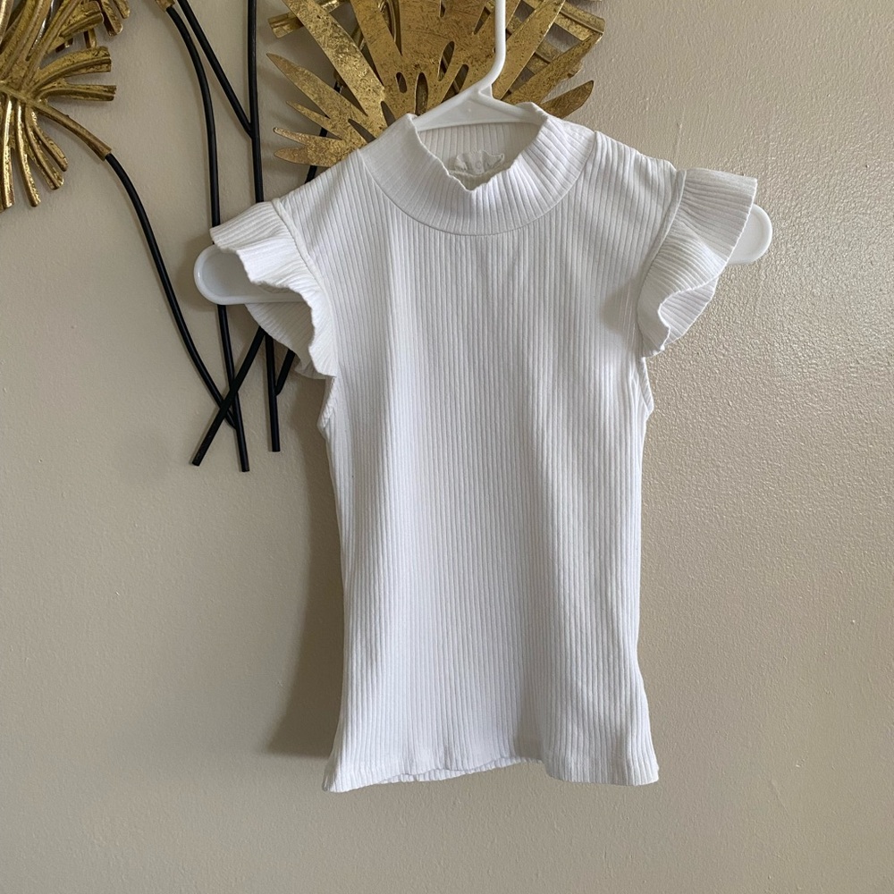 Storia White Ruffle Sleeve Kids Blouse